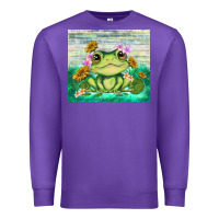 Purple frog with sunflower Premium Sweatshirt - TumblerDesignByShophia