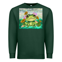 Sports Green frog with sunflower Premium Sweatshirt - TumblerDesignByShophia