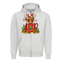 Dove Grey hot coco christmas highland cow Zipper Hoodie - Jasminsmagicworld