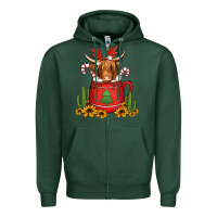 Sports Green hot coco christmas highland cow Zipper Hoodie - Jasminsmagicworld