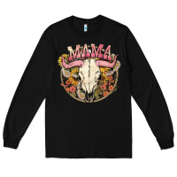 Black bullskull mama Long Sleeve Tee - NancyCooperArtShop
