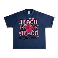 Navy teach teach teach with love Urban Heavy Tee - MaliasSmallBusiness