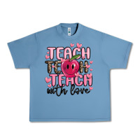 Pebble Blue teach teach teach with love Urban Heavy Tee - MaliasSmallBusiness