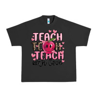 Pigment Black teach teach teach with love Urban Heavy Tee - MaliasSmallBusiness