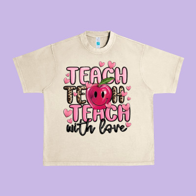 Teach Teach Teach With Love Urban Heavy Tee Designed By Maliassmallbusiness