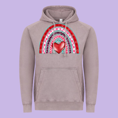 Valentine's Day Rainbow Vintage Hoodie Designed By Barkaloodesign