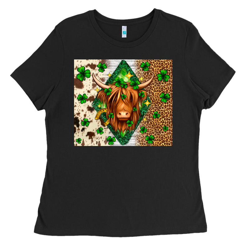 St. Patrick's Day Highland Cow Ladies Tee by Neo Western | Teevron