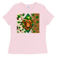Bubblegum Pink St. Patrick's Day Highland cow Ladies Tee - Neo Western