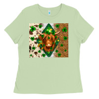 Matcha St. Patrick's Day Highland cow Ladies Tee - Neo Western