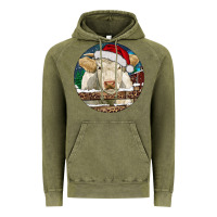 Vintage Olive Charolais Cow Christmas Vintage Hoodie - RanaPortraitStore