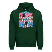 Forest Green Home of the free because of the brave Urban Hoodie - FaDigitalArtStudio