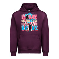Mauve Wine Home of the free because of the brave Urban Hoodie - FaDigitalArtStudio