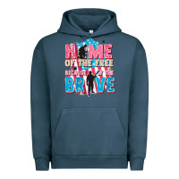 Pigment Midnight Navy Home of the free because of the brave Urban Hoodie - FaDigitalArtStudio