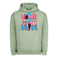 Pigment Oil Green Home of the free because of the brave Urban Hoodie - FaDigitalArtStudio