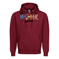 Burgundy home grown american flag windmill Zipper Hoodie - Jasminsmagicworld