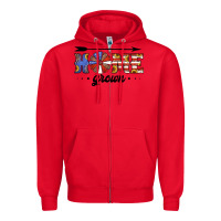 Red home grown american flag windmill Zipper Hoodie - Jasminsmagicworld