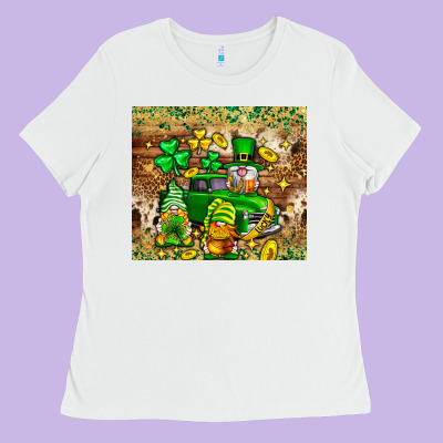 St. Patrick's Day Gnomies Truck Tumbler Ladies Tee Designed By Neo Western