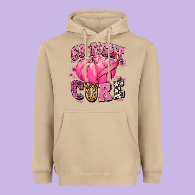 Go Fight Cure Pumpkin Heavyweight Hoodie Designed By Texasbilliewilder