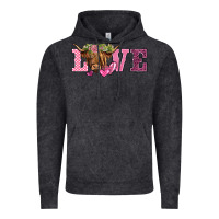 Vintage Black valentine's day love highland cow Vintage Hoodie - BarkalooDesign