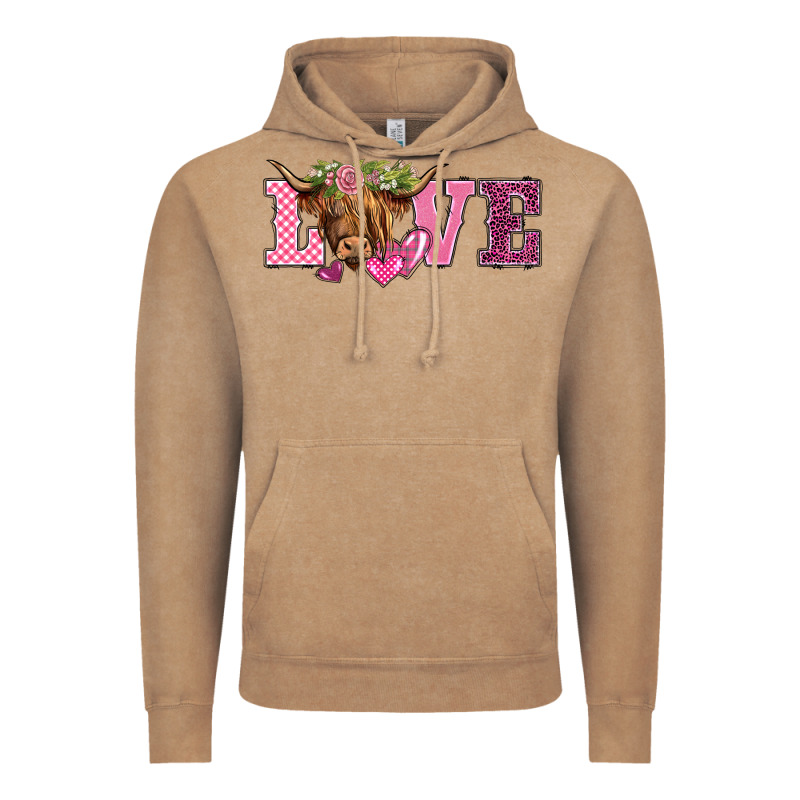 Valentine's Day Love Highland Cow Vintage Hoodie by BarkalooDesign | Teevron