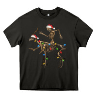 Asphalt skeleton deer santa Heavy Core Tee - FaDigitalArtStudio