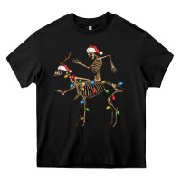 Black skeleton deer santa Heavy Core Tee - FaDigitalArtStudio