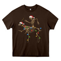 Chocolate Brown skeleton deer santa Heavy Core Tee - FaDigitalArtStudio