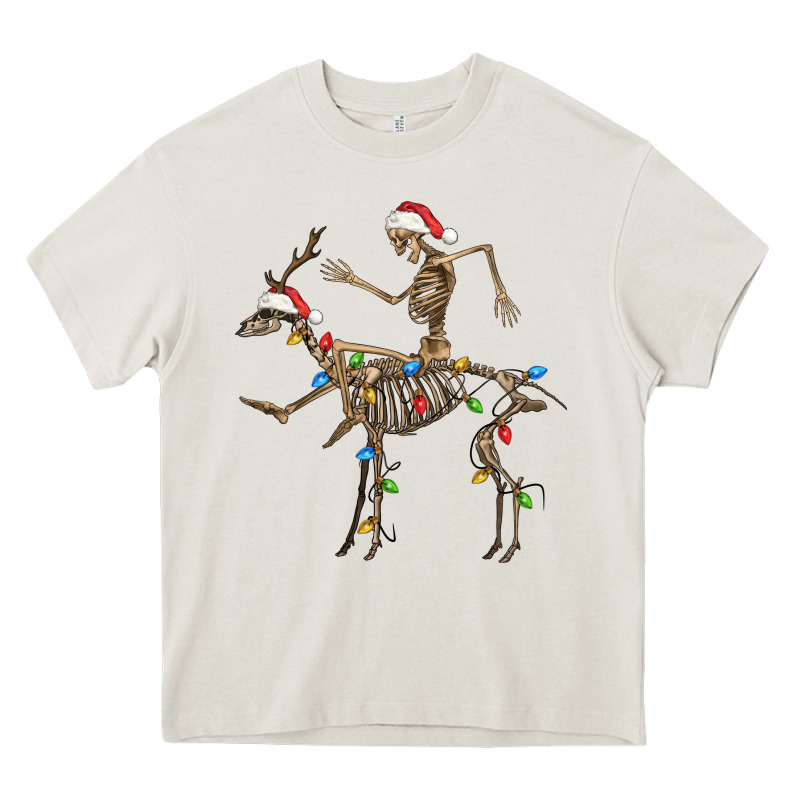 Skeleton Deer Santa Heavy Core Tee by FaDigitalArtStudio | Teevron