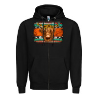 Black highland cow western background Zipper Hoodie - Jasminsmagicworld