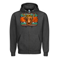 Charcoal Heather highland cow western background Zipper Hoodie - Jasminsmagicworld