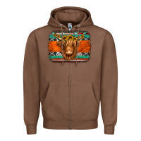 Chestnut highland cow western background Zipper Hoodie - Jasminsmagicworld