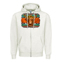 Oatmeal Heather highland cow western background Zipper Hoodie - Jasminsmagicworld