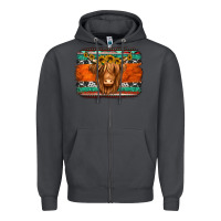 Smoke highland cow western background Zipper Hoodie - Jasminsmagicworld