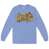 Colony Blue created with a purpose with sunflower and butterfl Long Sleeve Tee - NancyCooperArtShop