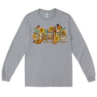 Heather Grey created with a purpose with sunflower and butterfl Long Sleeve Tee - NancyCooperArtShop