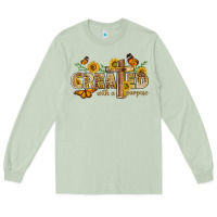 Created With A Purpose With Sunflower And Butterfl Long Sleeve Tee | Teevron