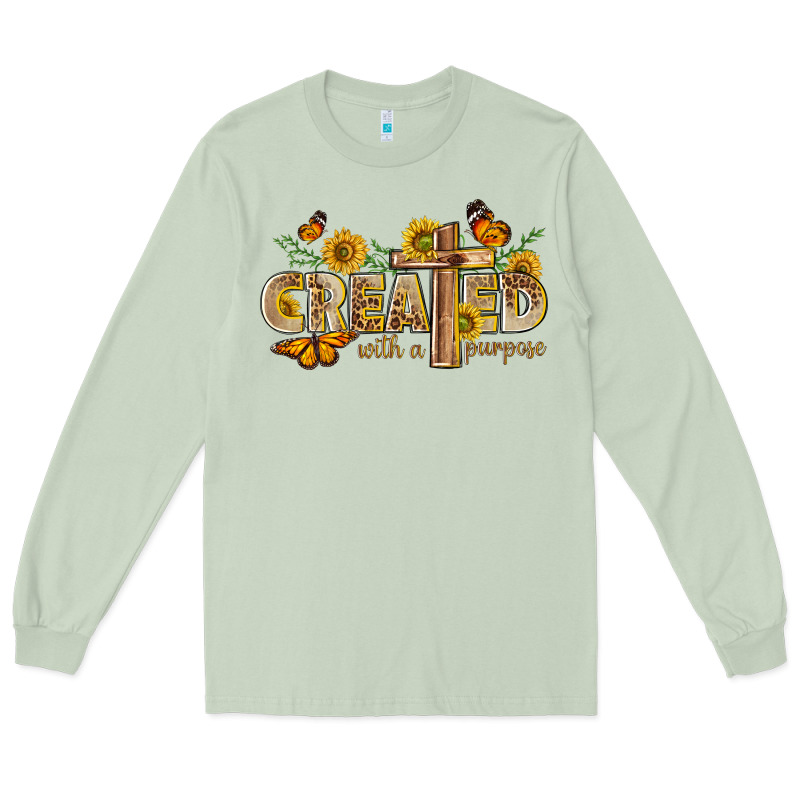 Created With A Purpose With Sunflower And Butterfl Long Sleeve Tee by NancyCooperArtShop | Teevron