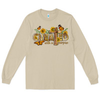 Mushroom created with a purpose with sunflower and butterfl Long Sleeve Tee - NancyCooperArtShop
