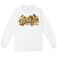 White created with a purpose with sunflower and butterfl Long Sleeve Tee - NancyCooperArtShop