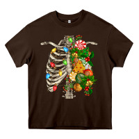 Chocolate Brown skeleton chest christmas Heavy Core Tee - FaDigitalArtStudio