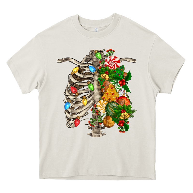 Skeleton Chest Christmas Heavy Core Tee by FaDigitalArtStudio | Teevron
