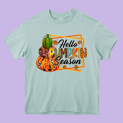Hello Pumpkin Season Heavy Core Tee Designed By Racoondesign