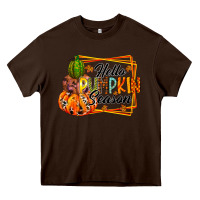 Chocolate Brown hello pumpkin season Heavy Core Tee - RacoonDesign