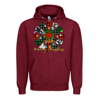 Burgundy merry christmas windmill Zipper Hoodie - Jasminsmagicworld