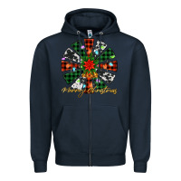 Navy merry christmas windmill Zipper Hoodie - Jasminsmagicworld