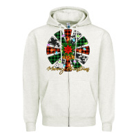 Oatmeal Heather merry christmas windmill Zipper Hoodie - Jasminsmagicworld