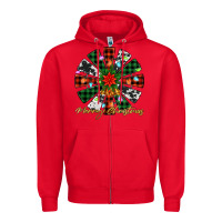 Red merry christmas windmill Zipper Hoodie - Jasminsmagicworld