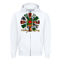 White merry christmas windmill Zipper Hoodie - Jasminsmagicworld