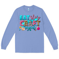Colony Blue eat sleep craft repeat Long Sleeve Tee - NancyCooperArtShop