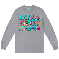 Heather Grey eat sleep craft repeat Long Sleeve Tee - NancyCooperArtShop